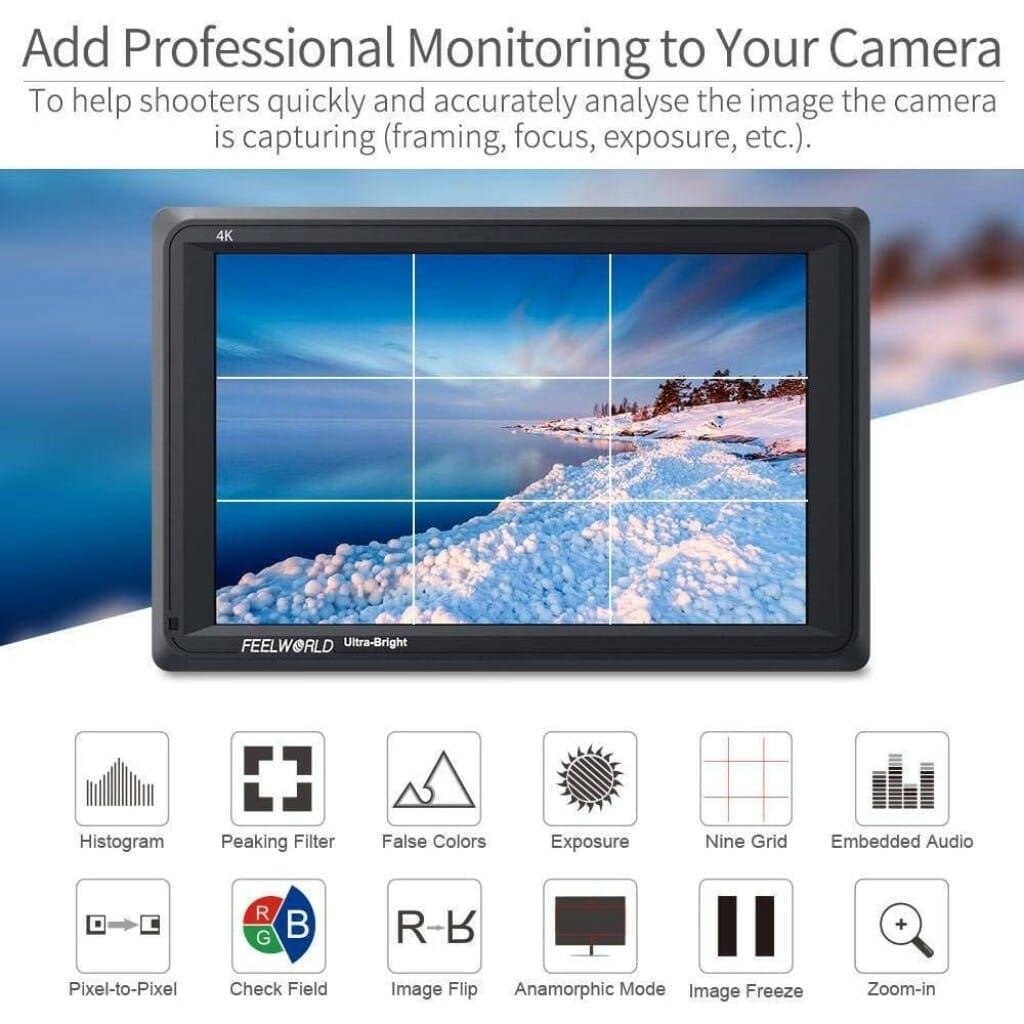 FEELWORLD FW279 7 Inch 2200nit Ultra Bright DSLR Camera Field Monitor - Image 2