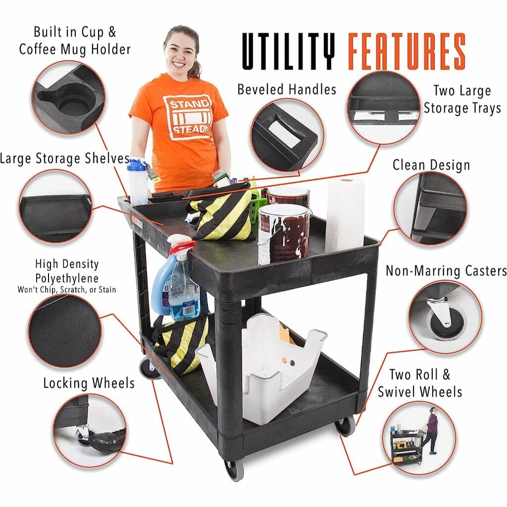 Tubstr Extra Large 2 Shelf Utility Cart - Image 4