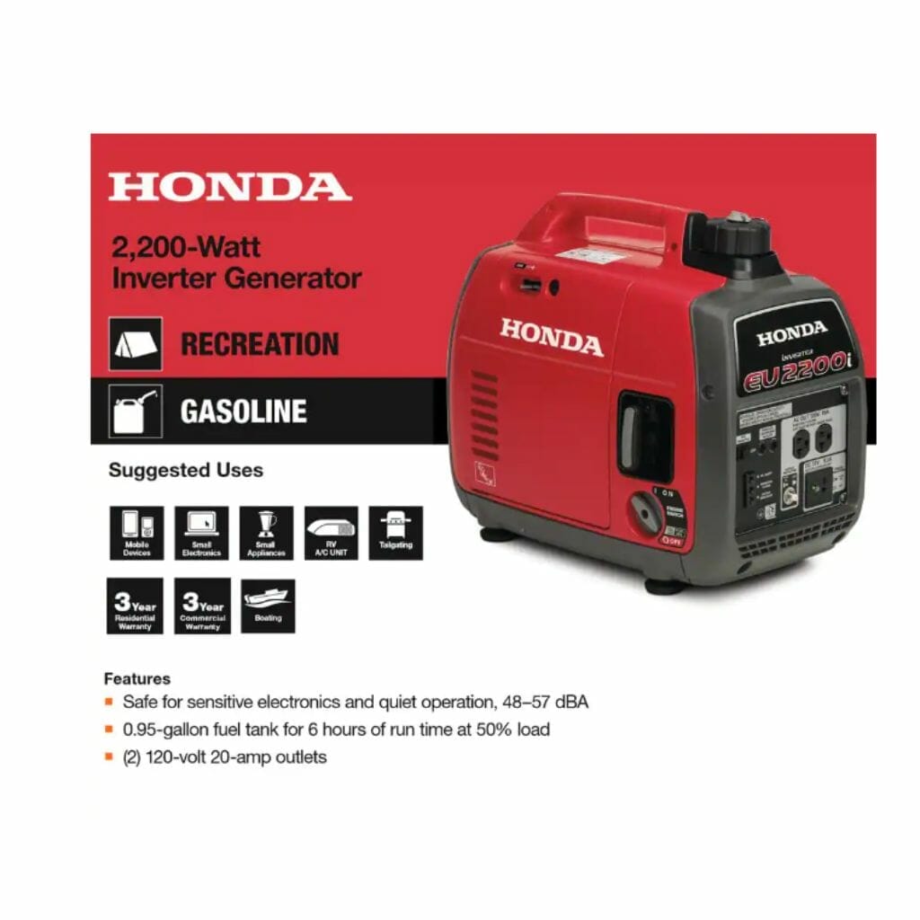 2200-Watt Remote Stop/Recoil Start Bluetooth Super Quiet Gasoline Powered Inverter Generator with Advanced CO Shutdown - Image 7