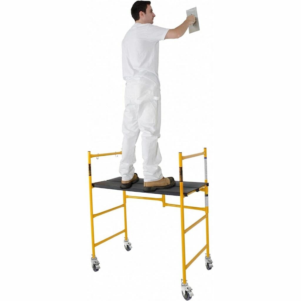 MetalTech 4 Foot High Portable Adjustable Mini Mobile Scaffolding Ladder with Locking Wheels - Image 4